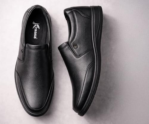 Image of Kraasa Men's Formal Slip-On Shoes | Vegan Leather Upper | Airmix Sole | High Cushioning | Lightweight & Comfortable