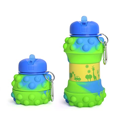 Kids Water Bottle, 19Oz Water Bottle, Toddler Water Bottle Fidget Toys Style, Silicone Foldable Water Jug For School, Hiking Outdoor Indoor Sports #TOP25