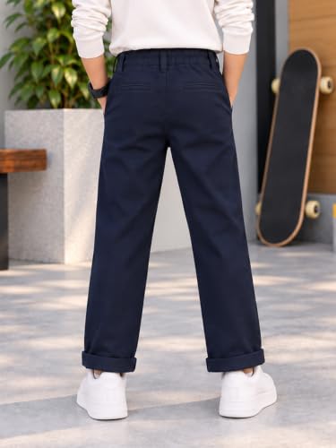 Image of KiddoPanti Boys 100% Cotton Twill Chinos Pant | Comfortable Regular Fit | 2 Side Pocket, 2 Back Pocket | Ankle Length | Back Elasticated Waistband with Button Zip Open Fly