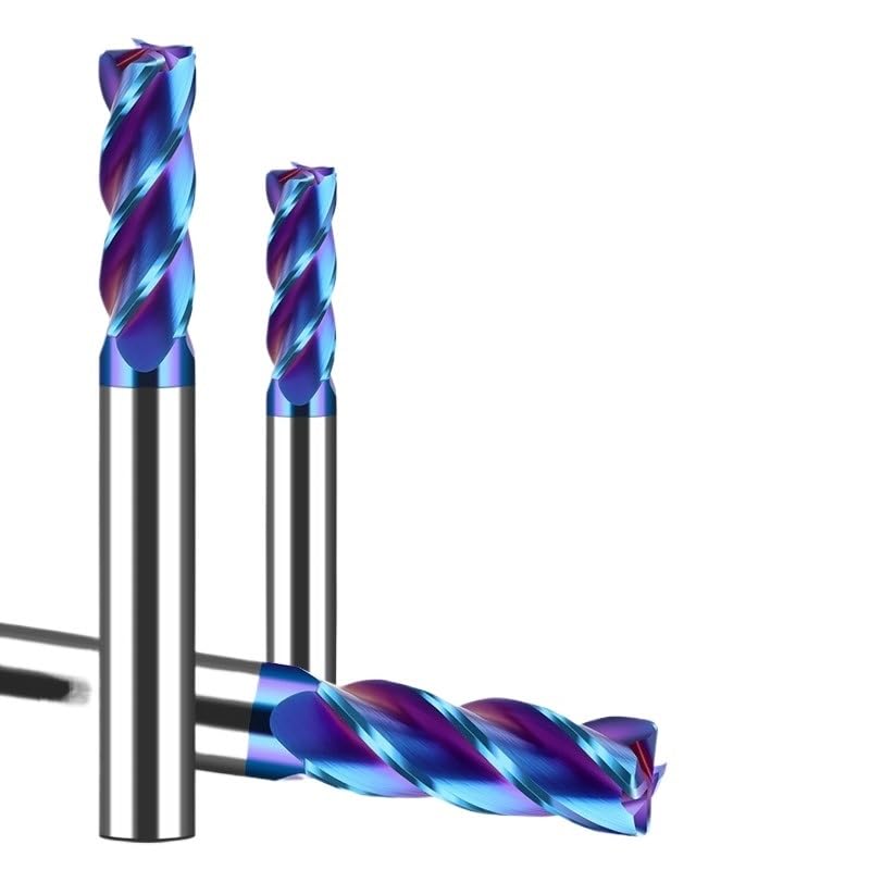 Fresa de Radio HRC65 de Carburo de Tungsteno, 4 Filos, Fresa CNC Recubierta para Acero Templado, Moldes y Metal(2R0.5 * 5 * 4 * 50)