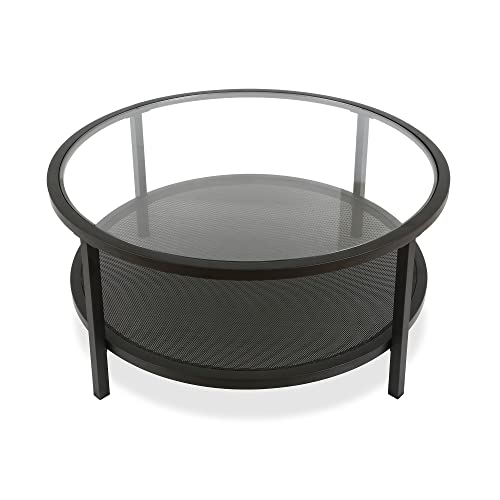 Image of Henn&Hart 36 inch Wide Round Coffee Table in Blackened Bronze, Modern coffee tables for living room, studio apartment essentials