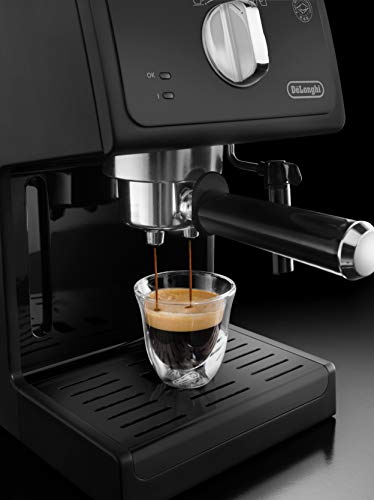 De'Longhi ECP 31.21 – Espresso Siebträgermaschine, Espressomaschine mit AluminiumFinish, inkl. manueller Milchschaumdüse, mit Heißwasserfunktion, für ESE Pads geeignet, 1,1 l Wassertank, schwarz – Bild 5