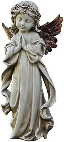 Napco 11231 Praying Angel with Bronze Wings Garden Statue, 12.5"