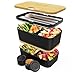Umami Lunchbox Erwachsene Alles-in-Einem, Brotdose mit Fächern und 4 Bestecke für Männer/Frauen, 2 Soßentöpfe, Auslaufsicher Bento Box, Spülmaschine, Mikrowelle Brotbox