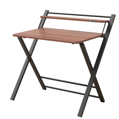 Image of InnoFur Meleti Folding Table for Home and Office /Folding Table for Study /Work from Home Table /Foldable Laptop Desk /Multipurpose Utility Table (Regular Size, Brown) Engineered Wood