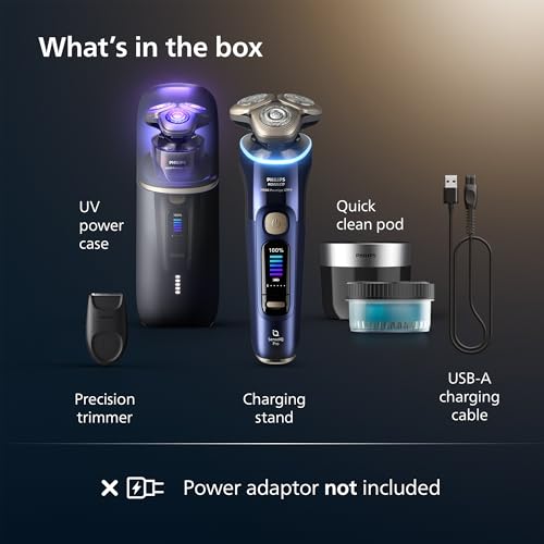 Philips Norelco Shaver i9000 Prestige Ultra, Wet & Dry Electric Shaver, Adriatic, SenseIQ Pro Technology, Triple Lift & Cut System, 360 Rotating NanoTech Precision Blades, Precision Trimmer, XP9401/92