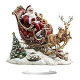 【Décor élégant】Cet ornement présente un design sculptural en deux dimensions, offrant une esthétique moderne et raffinée qui se distingue des modèles tridimensionnels encombrants. La figurine du Père Noël renforce l'ambiance festive et apporte une touche charmante à la table basse du salon, à la bibliothèque ou au bureau.