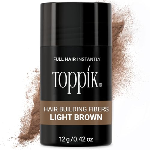 Toppik Hair Building Fibers, Light Brown, 12g Fill In Fine or Thinning Hair, Instantly Thicker, Fuller Looking, 9 Shades for Men & Women, Keratin Protein Formula