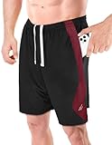 NY Threads Pantalones cortos deportivos para hombre con bolsillos, Negro Con Panel