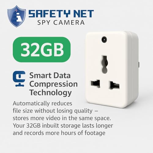 Image of SAFETYNET 1080P Full HD WiFi Security Camera | 24 /7 Continuous Power | iWFCam App Live View | Motion Detection | Loop Recording | Mobile & PC Monitoring (MINI Plug Camera)