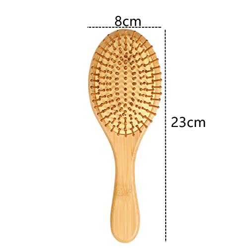 Bamboo Paddle Hairbrush Hair Massage Brush Wooden Anti Static Hair Brush Detangling Hair Brush Eco-Friendly Natural Wooden Bamboo Air Paddle Detangle Hairbrush for Women Kids Men (Oval) - Image 2