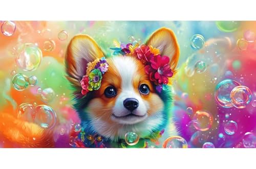 Diamond Painting Fleur Chien 5D de 50x100cm avec Kit de Broderie complet - 2