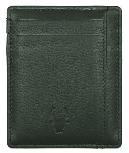 Image of WildHorn Leather Card Holder for Men & Women (Dark Green)