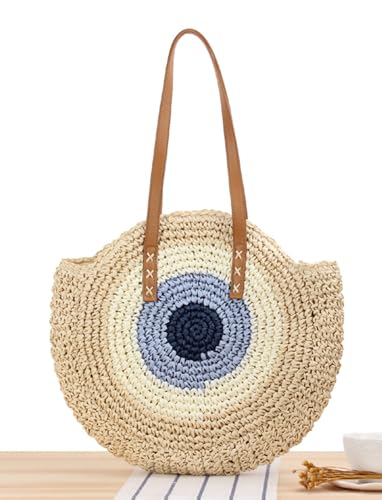 Women's Round Straw Bag Woven Bag Shoulder Bag Beach Bag Top-Handle Handbags3