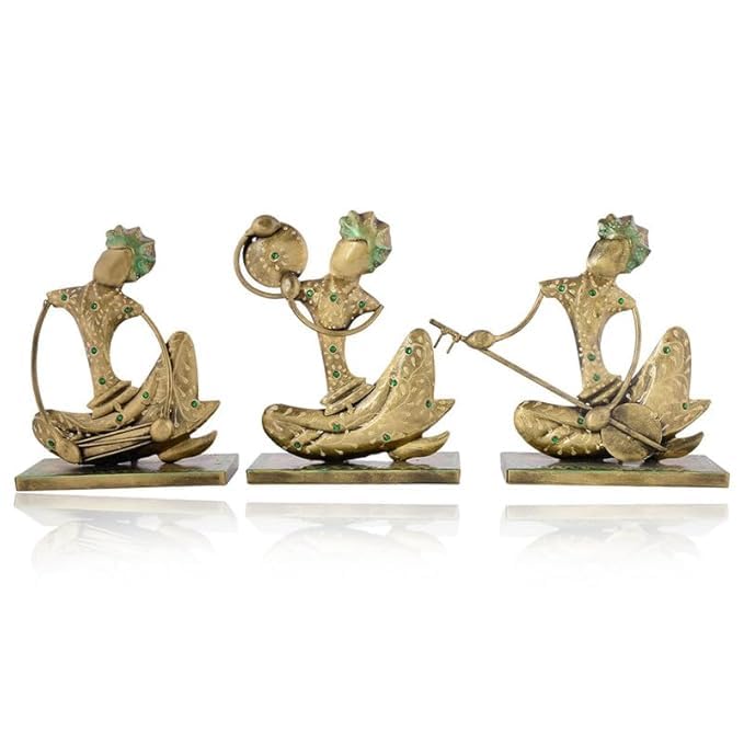 Image of Metal Nagpuri Musician Decorative Showpiece | Handcrafted Sculpture of Traditional Nagpuri Musician| Perfect for Home, Office, Music Room