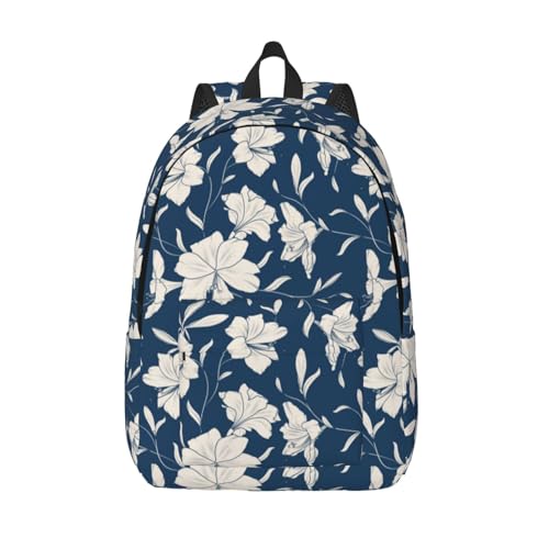 Mochila de viaje para laptop – Lilies Flowers azul marino mochila de lona con correas ajustables, Negro -, S