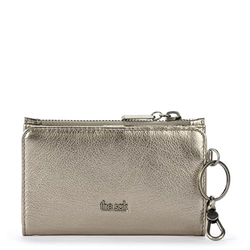 Image of The Sak Encino Card Wallet - Women's Leather Wallet For Everyday - Slim Wallet With Zipper, Credit Card Slots & Coin Holder - Pyrite