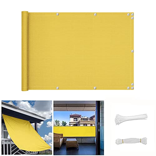Parasol imperméable pour balcon, 90 x 700 cm, opaque pour clôture, terrasse, jardin et piscine – Résistant aux intempéries Jaune
