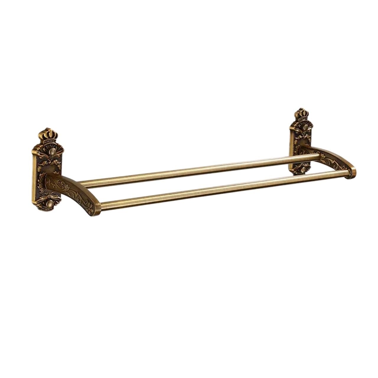VAYEODEYU Towel Rails Gold 40-60 Cm Aluminium Square Bathroom Double Towel Shelf Holder
