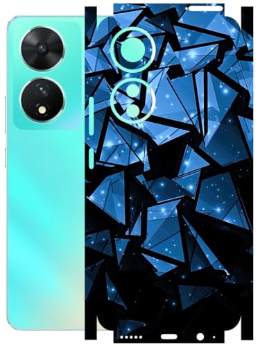 Image of AtOdds - Full Body Back Screen Guard Protector Film - Lamination Wrap Skin Sticker Compatible with VIVO T2 (5G) | Scratchproof Matte Finish (Blue Crystals)