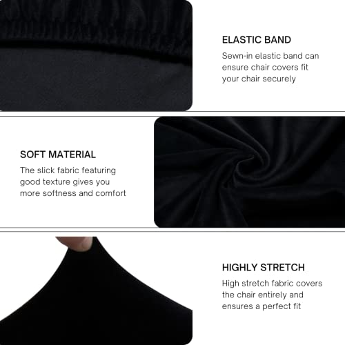Image of SearchI Velvet Bar Stool Covers Set of 4, Stretch Washable Barstool Seat Covers, Counter Height Chair Covers for Kitchen Dining Room Cafe (Velvet Black)