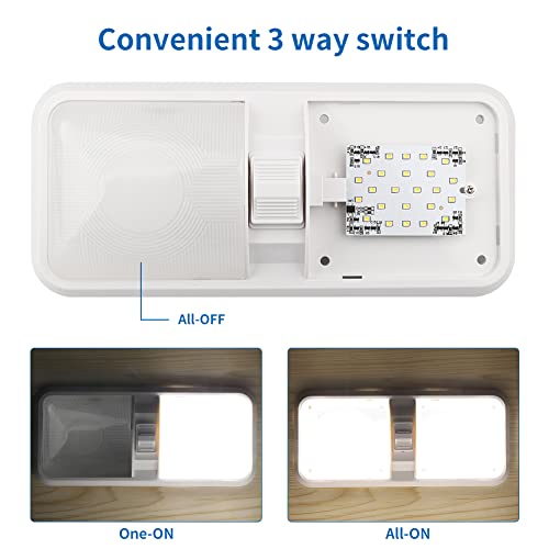 Rvzone Led Rv 12V Led Ceiling Double Dome Light Fixture | 1000 Lm Rv Interior Lighting For Rv Trailer Camper Truck Van Boat Car(Natural White 4000-4500K, 2 Pack) #TOP3