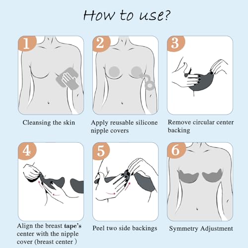 POMAMZ 3 Paar Klebe BH Push Up & Nipple Covers – Unsichtbare Brustheber-Pflaster für Große Körbchengrößen,Wiederverwendbare BH TräGerloser für Rückenfreie Kleider,Beige,A/B