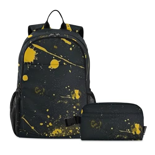 Sac à dos et sac à déjeuner pour adolescentes et garçons jaune et noir