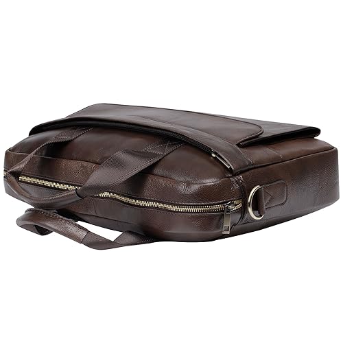 BTDAO Leather Briefcase 15 inch Laptop Bag Messenger Shoulder Work Bag Crossbody Handbag for Business Travelling for Men Father Husband (CFC-Brown) - Image 4