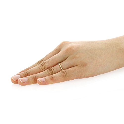 Solid 14K Gold Ring 2Mm Plain Band Braided Rope Design Wedding Band (Size 5 To 9), 7 #TOP4