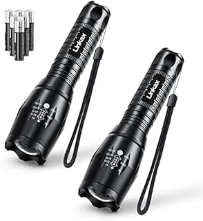 Linkax Pack of 2 Small Torches, LED Torch Battery Powered, 800 Lumens Flashlight Bright Handheld Torch Adjustable Focus Pocket Torch for Camping, Outdoor, Dog Walking, Gift, Batteries Included
