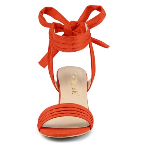 Image of Allegra K Women's Open Toe Ankle Tie Back Block Heels Sandals