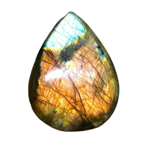 Cabochon labradorite véritable poire 49x36mm, gemme reflets bleus pour pendentif