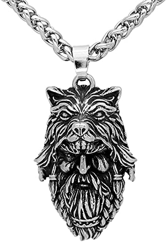 BOCbco Pendants Et Pièces de Monnaie de Nouveauté Heada, Collier Men Amuleta, Mythologie Vintage En Acier Inoxydable Solide Canecklace Cover