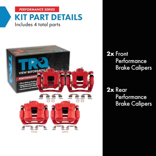 Image of TRQ Front and Rear Brake Caliper Set Performance Coated Brackets Compatible with 2011-2015 Hyundai Sonata 2011-2015 Kia Optima