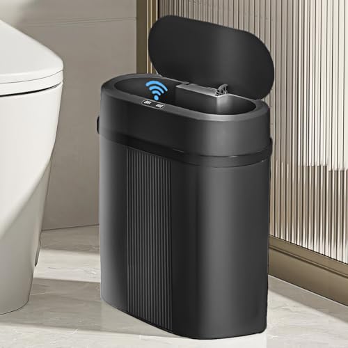 Lixeira 12 litros grande automática com sensor inteligente de aproximação para abrir e fechar (Preto-12L)