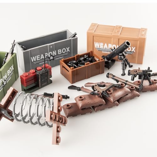 Image of 36 Pcs Military U.S Field Force Weapons Pack - Brown Accessories and Battle Building Blocks Compatible With Major Brand, 3 Years Old and Up