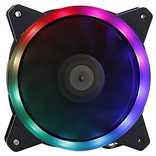 Snipermod 120mm 12cm RGB LED Ring Computer Fan | High Air Flow | Low Noise | Cooling for Gaming PC Case, Radiator, CPU Liquid Cooler, Processor | Sleeve Bearing | Rainbow Lights