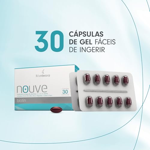 MANTECORP - Nutracêutico Nouve Biotin - Unhas Mais Resistentes, Reduz Queda Capilar, Fortalece Fios