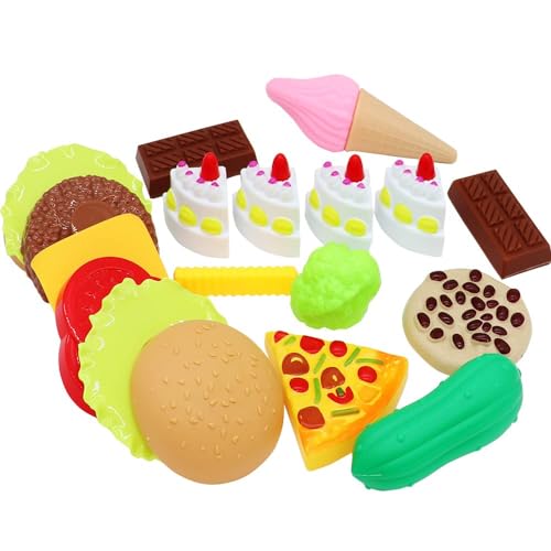 DERAYEE Lebensmittel Spielzeug Kinder Hamburger Set Kunststoff Obst Gemüse Set gefälschte Lebensmittel Kinderspielzeug für Mädchen und Jungen ab 3 Jahre