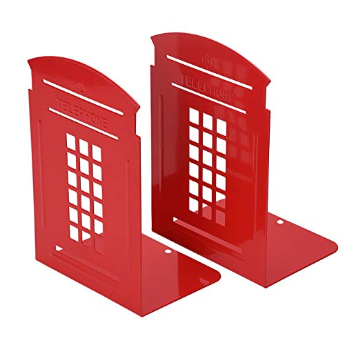 Sujetalibros Tapón de libro Par rojo antideslizante Metal pesado Duradero Organizador de libros Cabina de teléfono Biblioteca Oficina Oficina Útiles escolares Papelería Regalo Cover