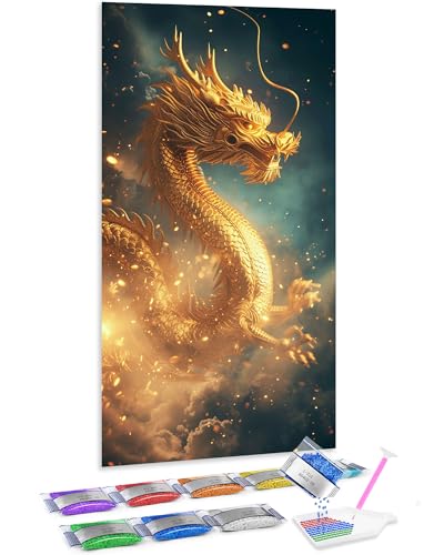 Pintar con Diamantes dragón chino Jumpdot 70x40 cm, manualidades de decoración para habitación
