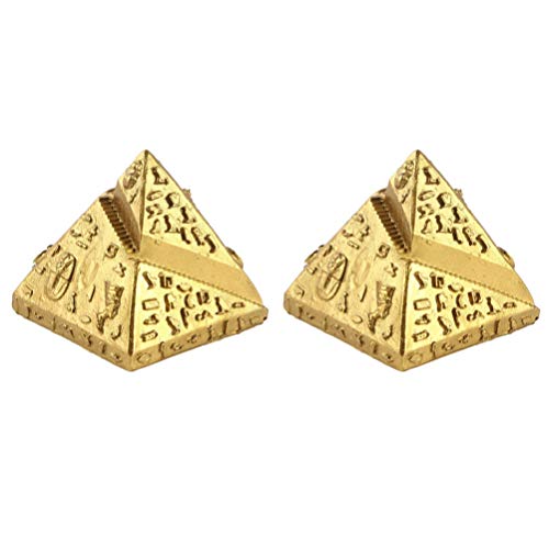 Statue pyramide égyptienne rétro en lot de 2 figurines de table pour salon