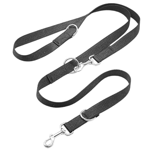 Hundeleine 2.55M Verstellbare Schleppleine mit 2 Karabiner, Verdickte Führleine Doppelleine, Freihandleinen, Übungsleine aus Nylon, Schwarz