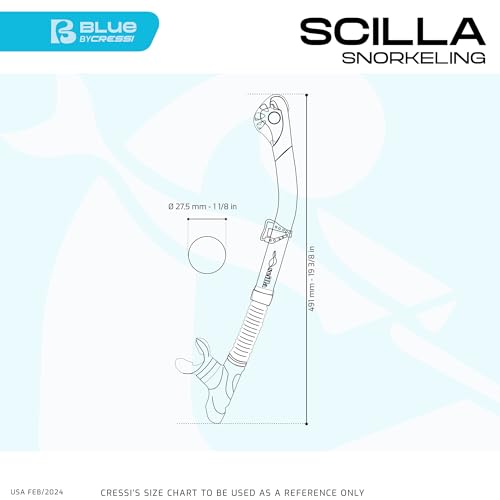 Snorkel seco para adultos Cressi Scilla con válvula superior y boquilla de silicona miniatura 4
