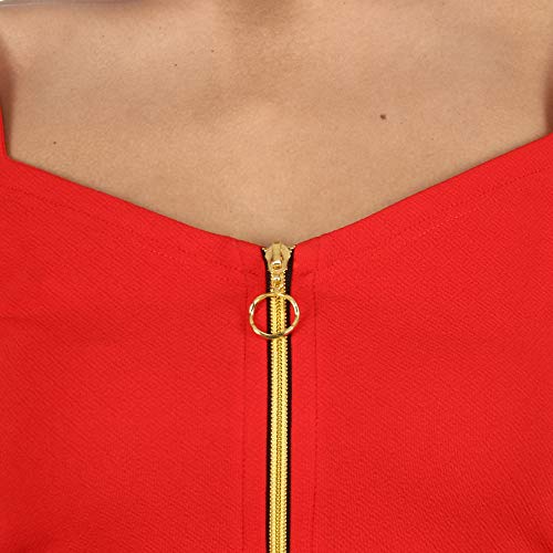 Image of POPWINGS Solid Casual Sleeveless Regular-Fit Crop Tops for Women with Front Chain| Crop Tops for Women Stylish Western Summer Wear
