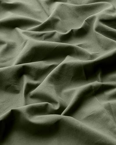 Image of THE LINEN COMPANY Cotton Curtains 7 Feet Long for Door, Solid Duck Canvas Curtains for Living Room, 7ft Set of 2, Olive Green