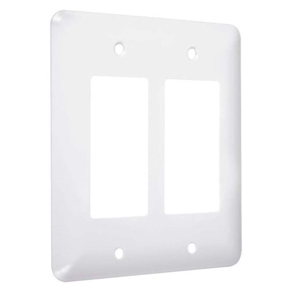 Hubbell TayMac WRW-RR Maxi/Princess Metallic Wallplate with Two Decorator/Rocker, Two Gang, White Smooth