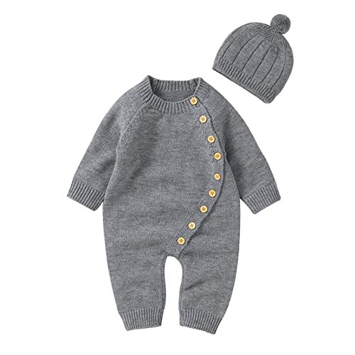 Kids Drawstring Hoodie Newborn Infant Boy Girl Solid Knitted Sweater Baby Jumpsuit Romper Cotton Caps Hoodie