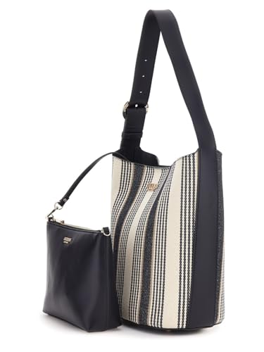 Nicolette Striped Canvas Large Bucket Bag2